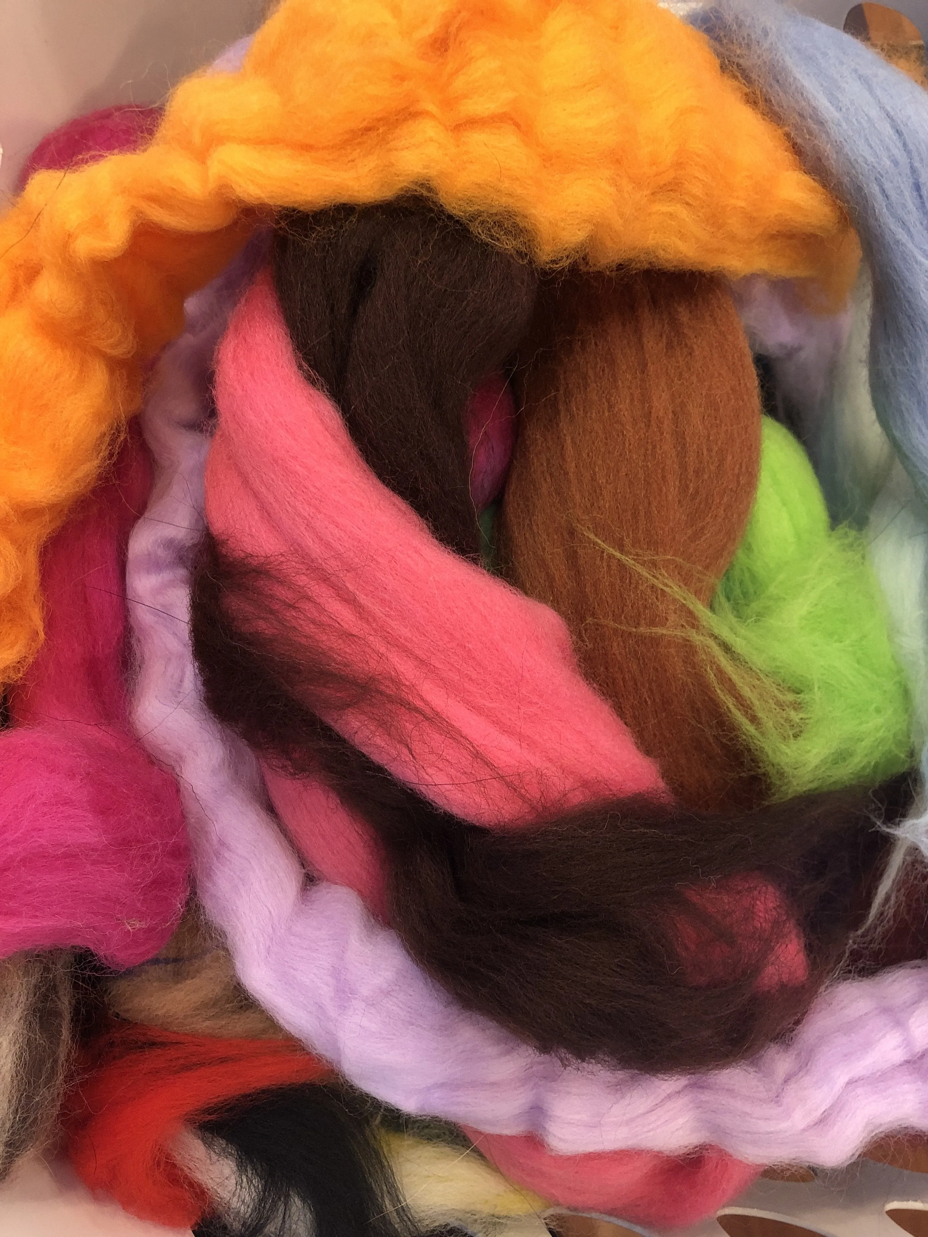 12 oz Spinning Felting Fiber Wool Roving Multi Color Bag