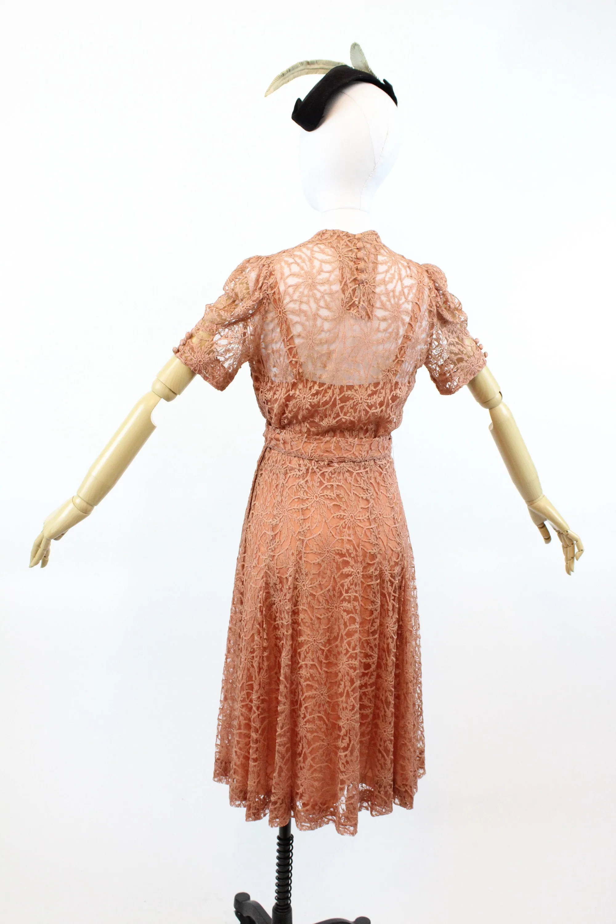 1940s ROSE LACE puff sleeves dress small medium | new fall