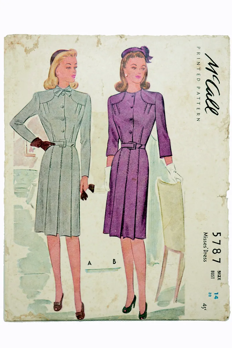 1944 Vintage McCall 5787 Dress Sewing Pattern