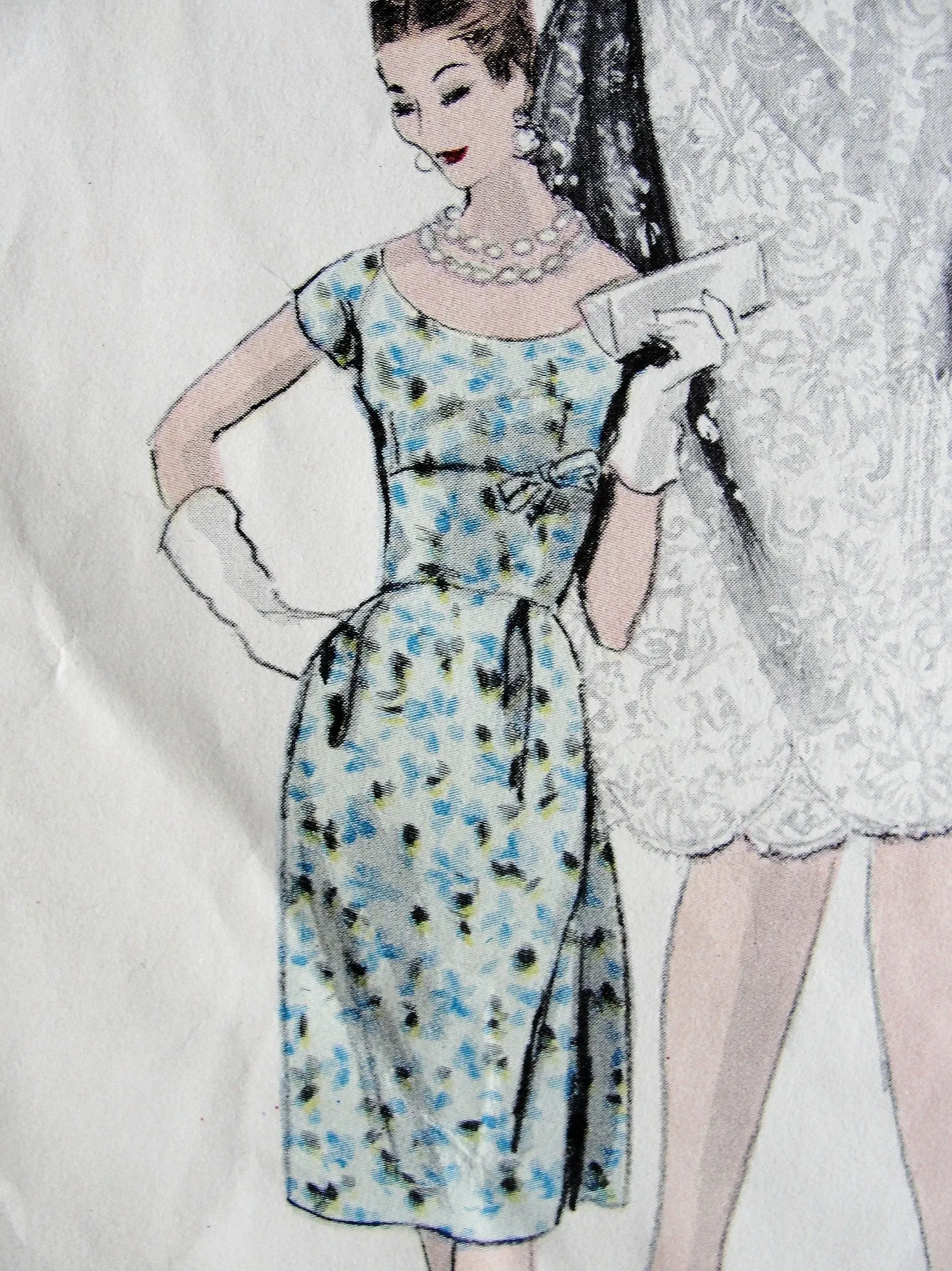 1960s STUNNING Evening Cocktail Dress, Strapless Slip and Stole Pattern VOGUE Couturier Design 1002 Wide Open Scoop Neckline,Figure Flattering Midriff Dress Ideal For Lace Bust 32 Vintage Sewing Pattern