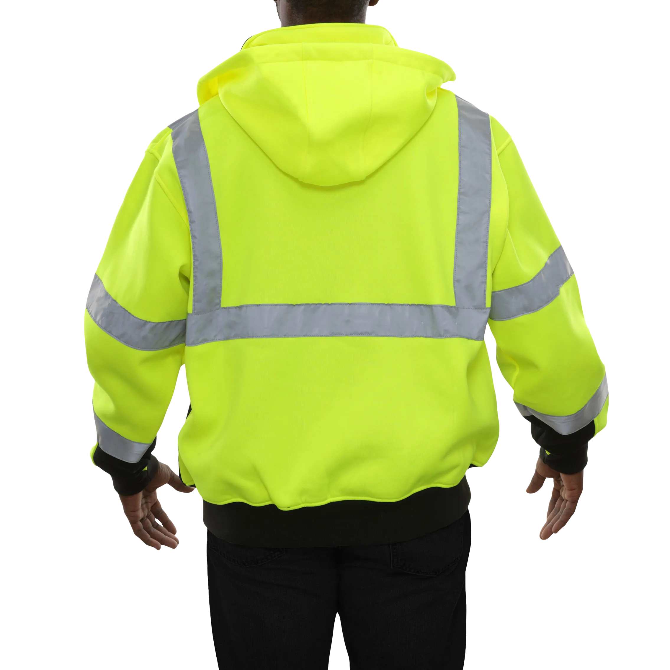 602STLB Safety Sweatshirt: Hi-Vis Jacket Full Zip 2-Tone: Removable Hood: 10.5oz