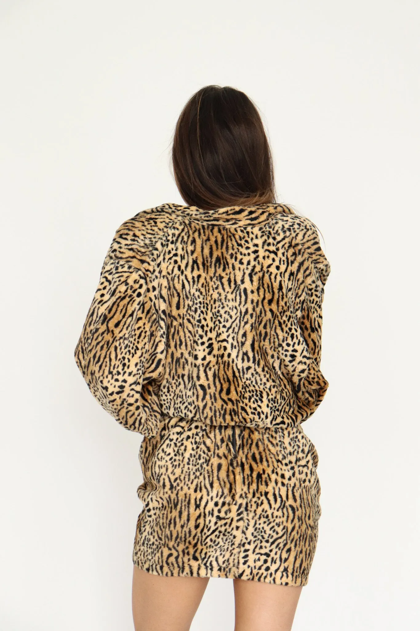 80s Vintage Leopard Print Two Piece Set