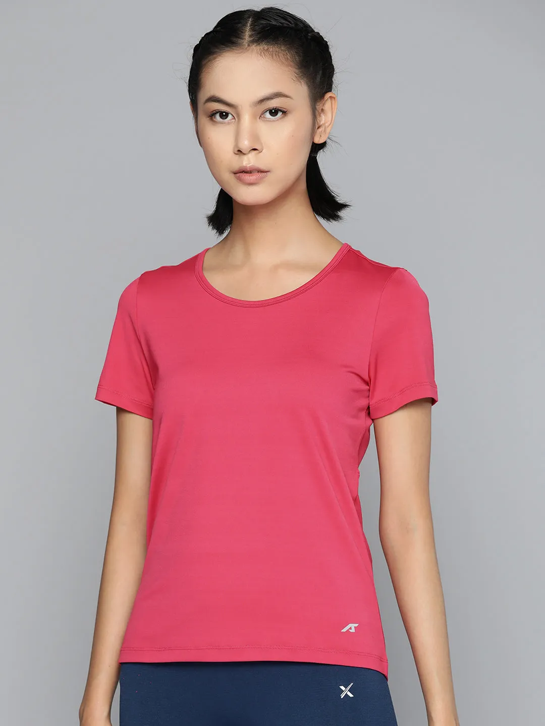 Alcis Women Magenta Slim Fit Cut Outs T-shirt