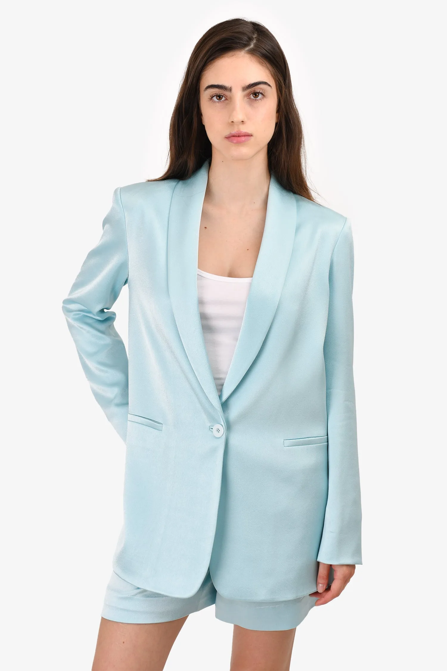 Alice   Olivia Blue Satin Blazer Size 6