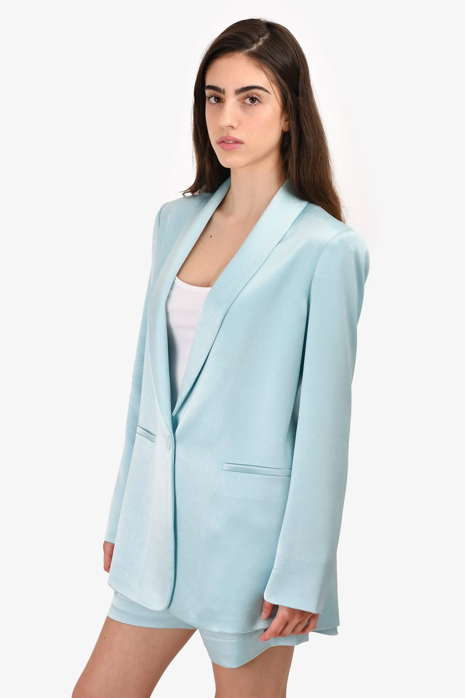 Alice   Olivia Blue Satin Blazer Size 6