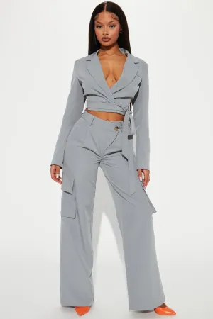 Bailey Blazer Pant Set - Slate Blue