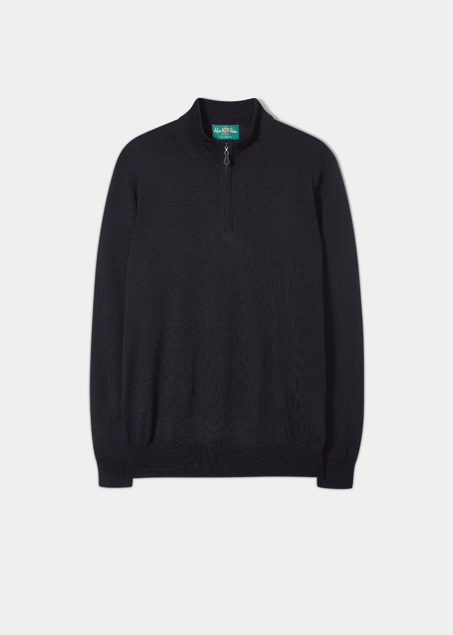 Barton Merino Wool 1/4 Zip Mock Jumper in Dark Navy - Regular Fit