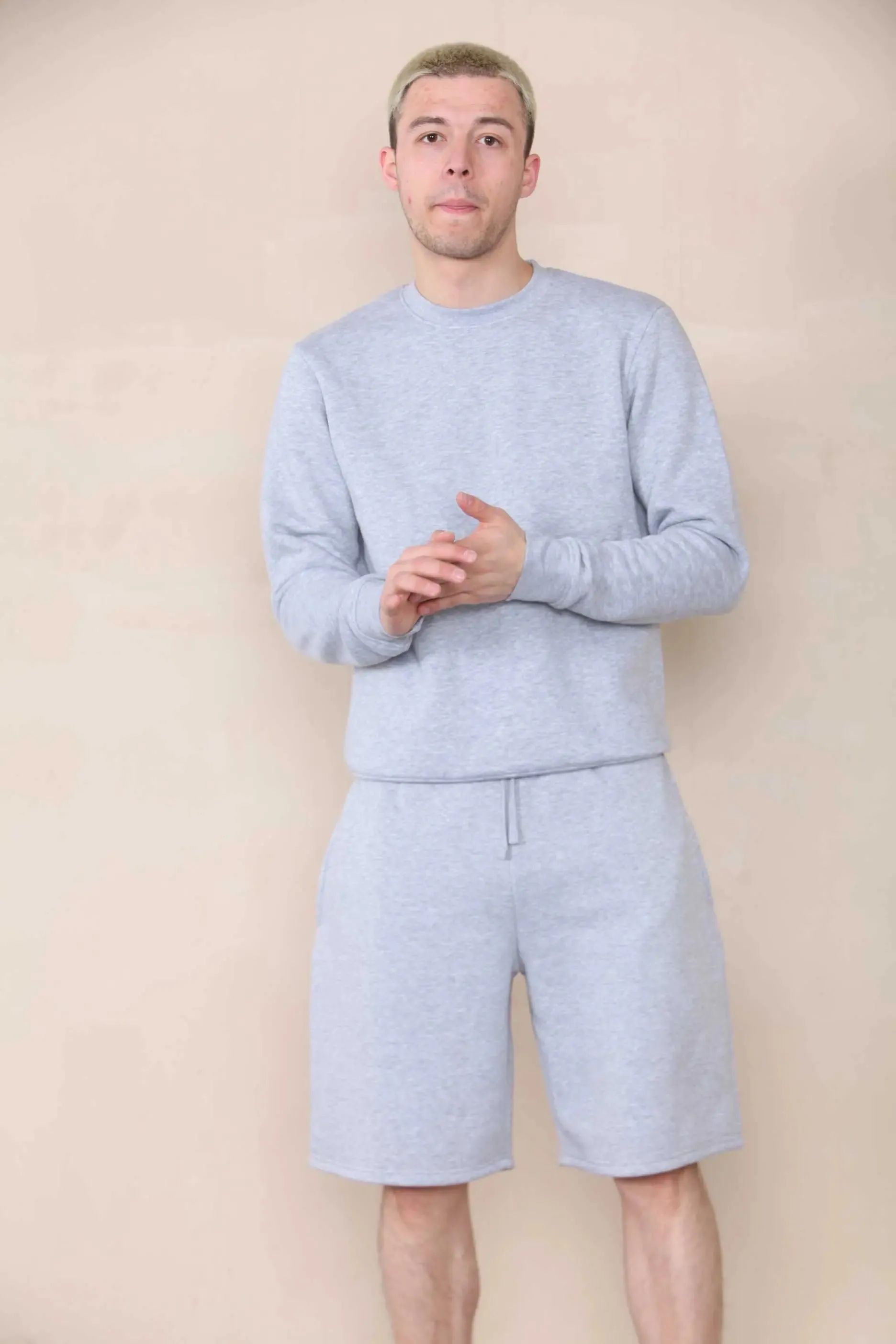 Basic Crew Neck Sweatshirt- Grey Marl  For Men