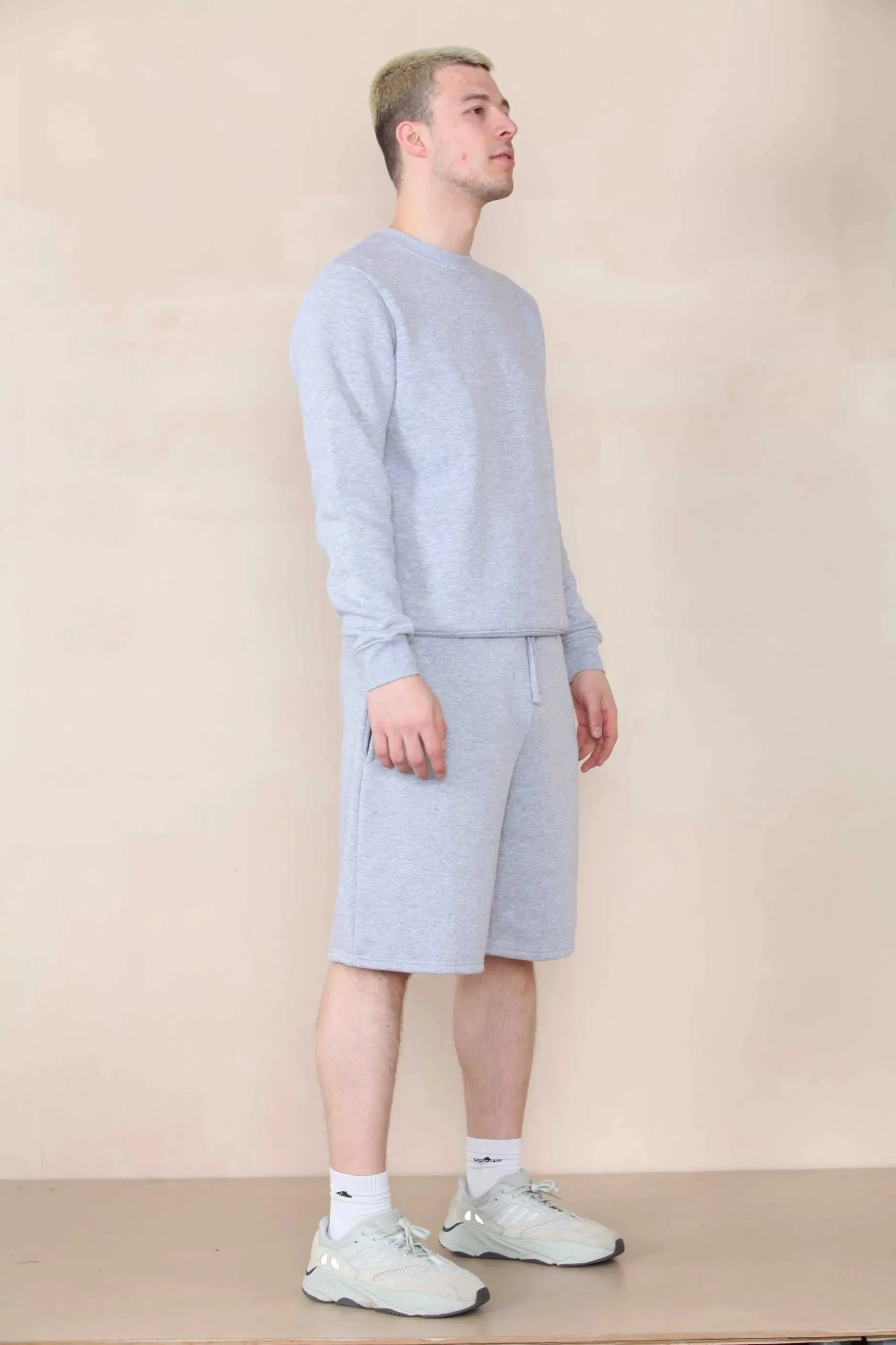 Basic Crew Neck Sweatshirt- Grey Marl  For Men