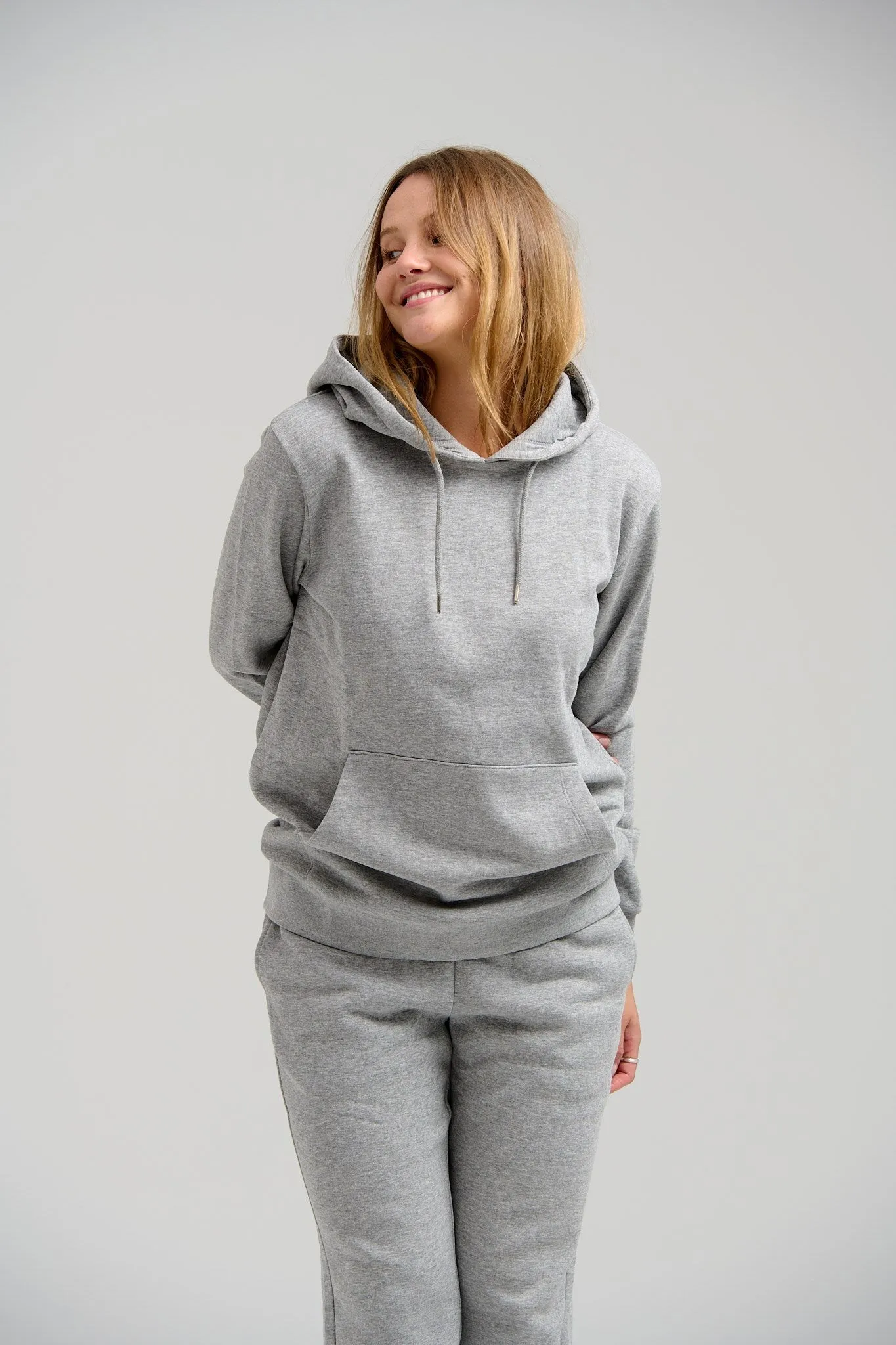 Basic Hoodie Sweat -  Light Grey Melange