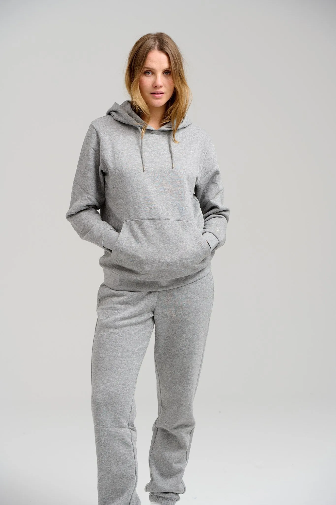 Basic Hoodie Sweat -  Light Grey Melange