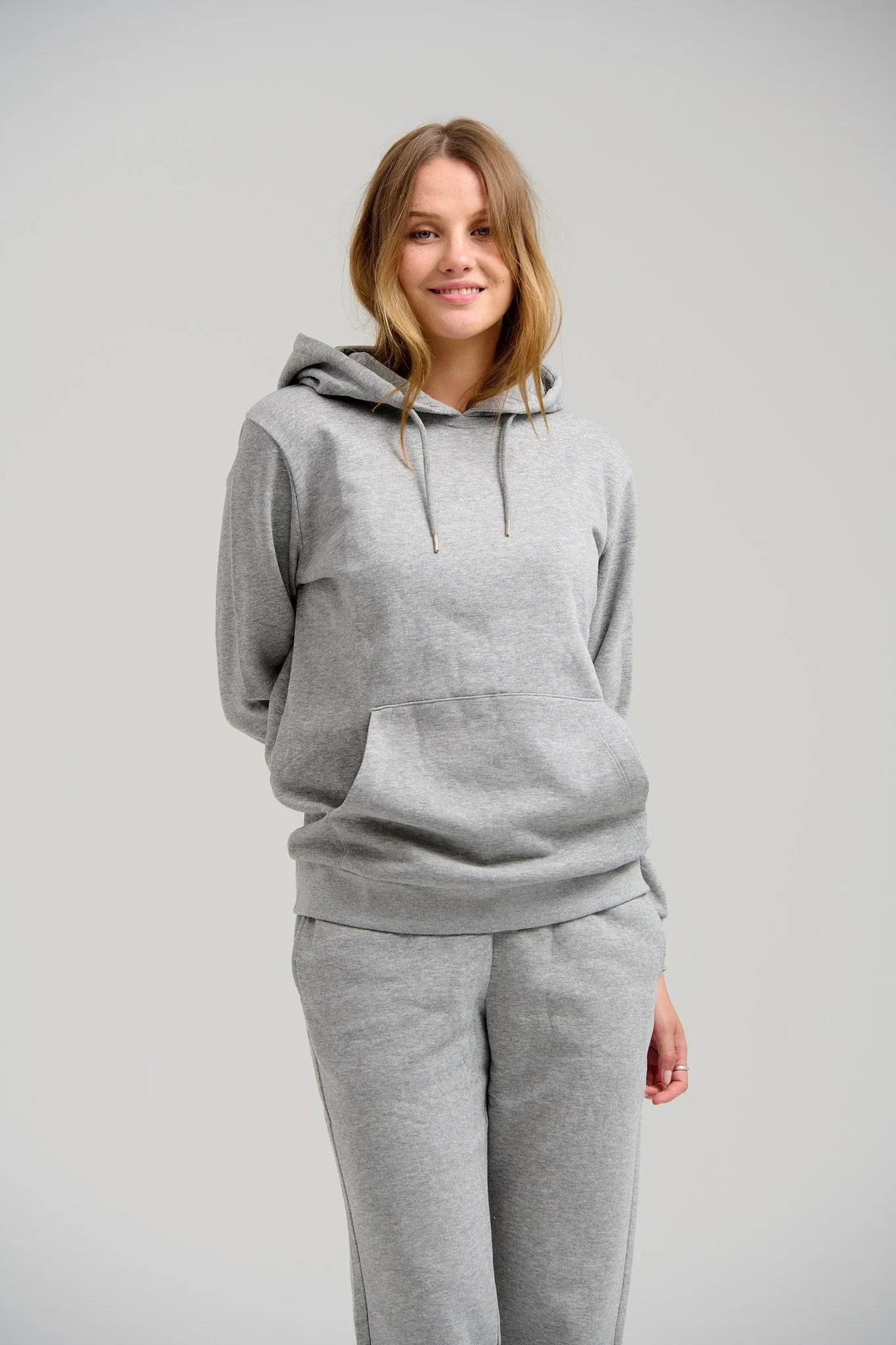 Basic Hoodie Sweat -  Light Grey Melange