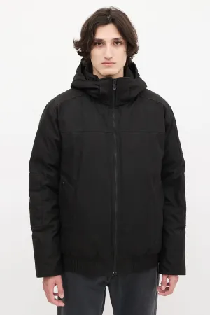 Black Down Hooded Bomber Jacket