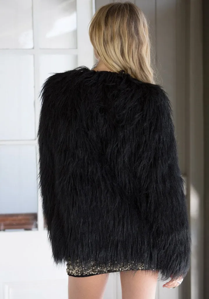 Black Faux Fur Coat