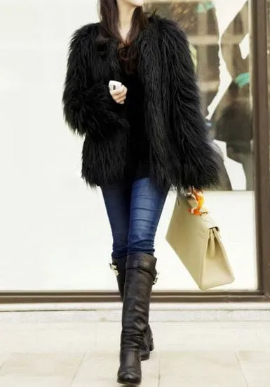 Black Faux Fur Coat