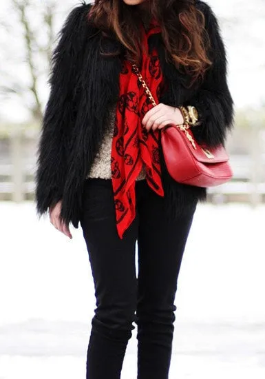 Black Faux Fur Coat