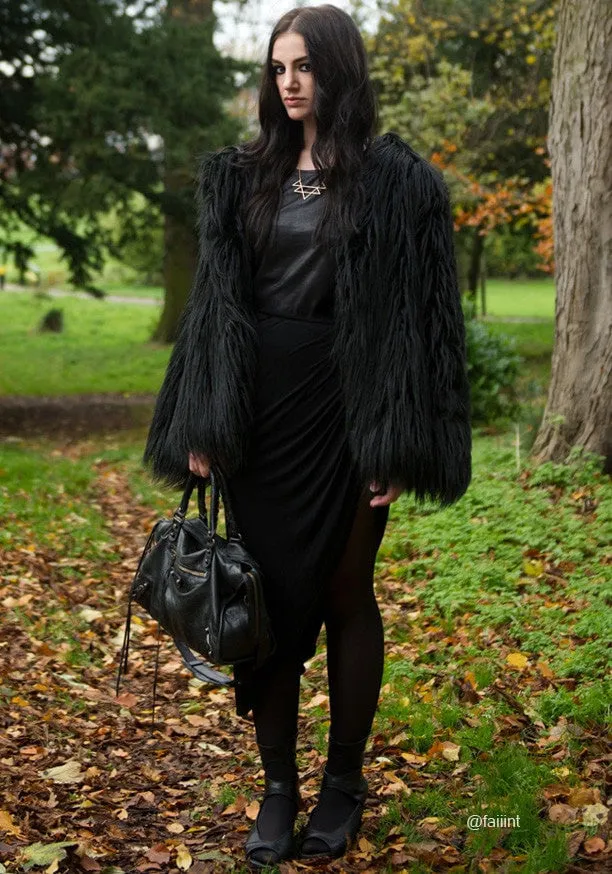 Black Faux Fur Coat