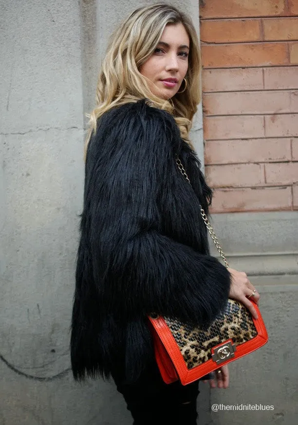 Black Faux Fur Coat