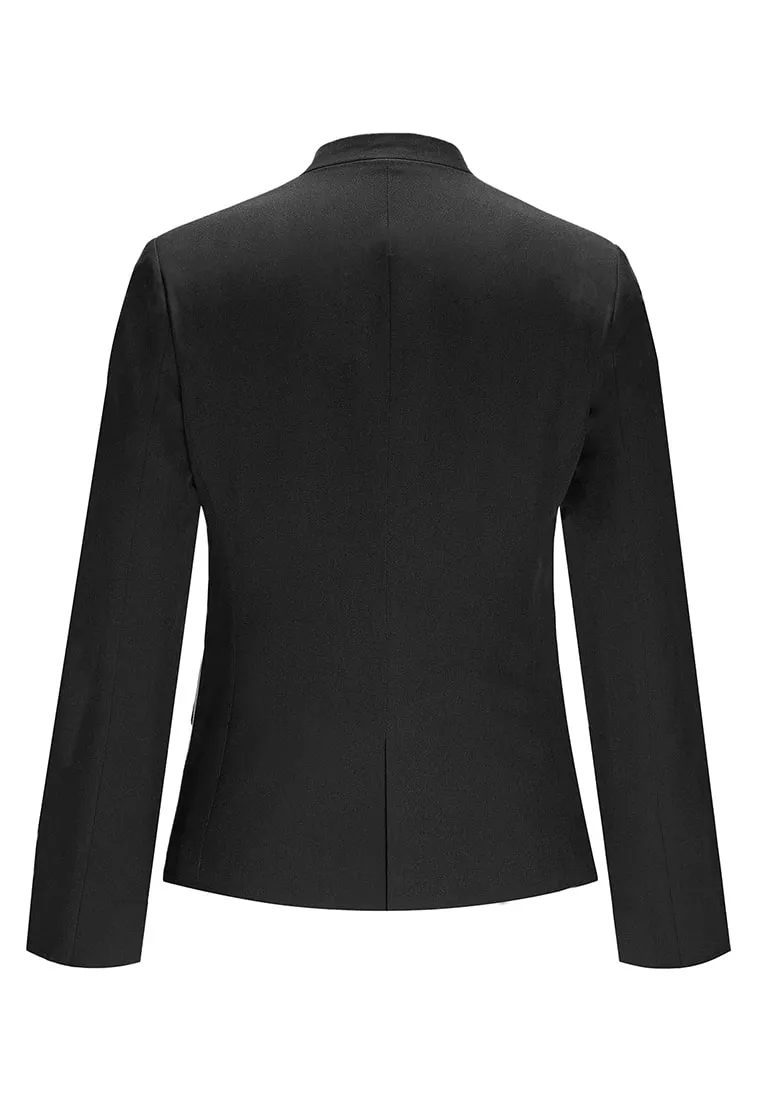 Black V-Neckline Single Button Blazer