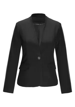 Black V-Neckline Single Button Blazer