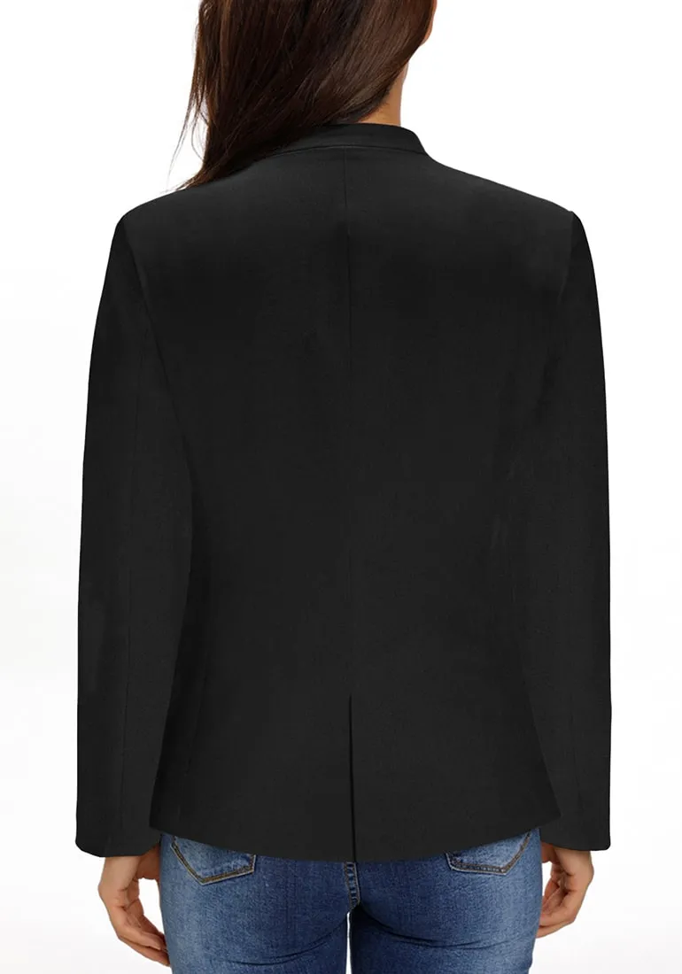 Black V-Neckline Single Button Blazer