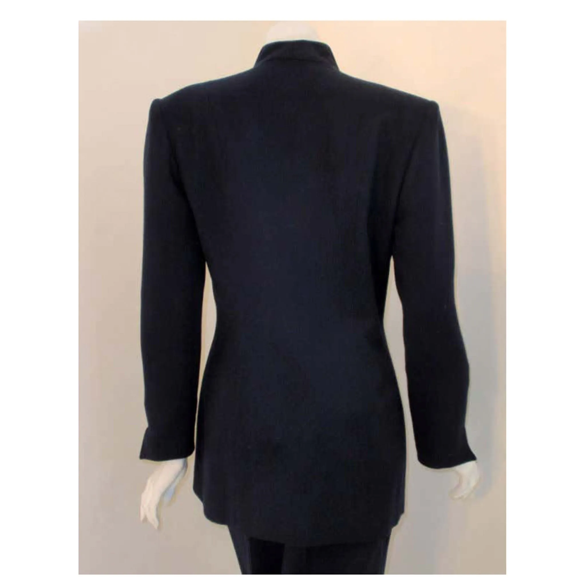 CHRISTIAN DIOR 1980s 2 pc Dark Blue Pant Suit