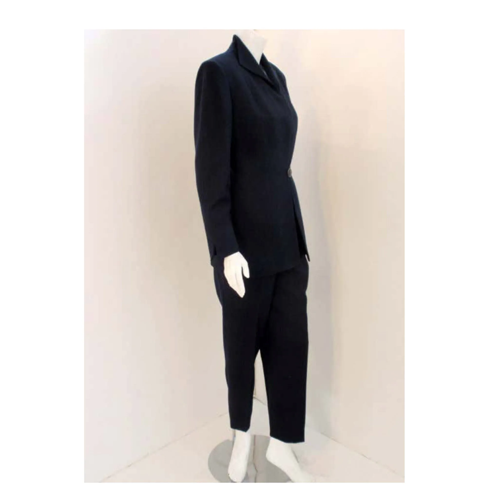 CHRISTIAN DIOR 1980s 2 pc Dark Blue Pant Suit