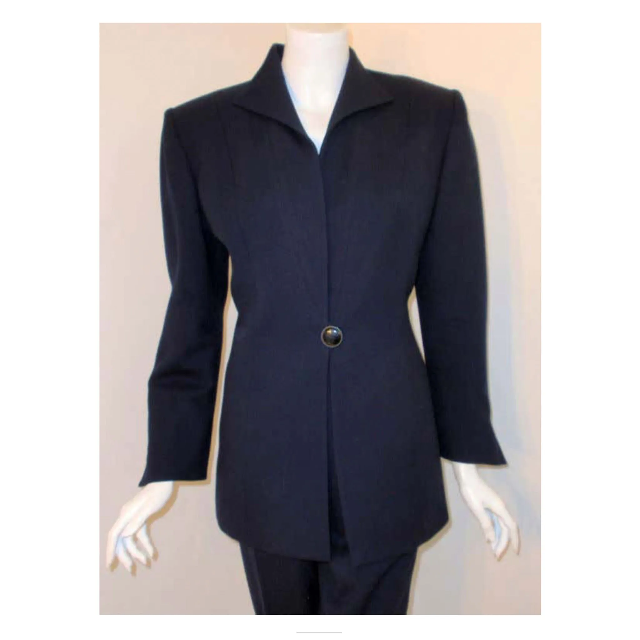 CHRISTIAN DIOR 1980s 2 pc Dark Blue Pant Suit