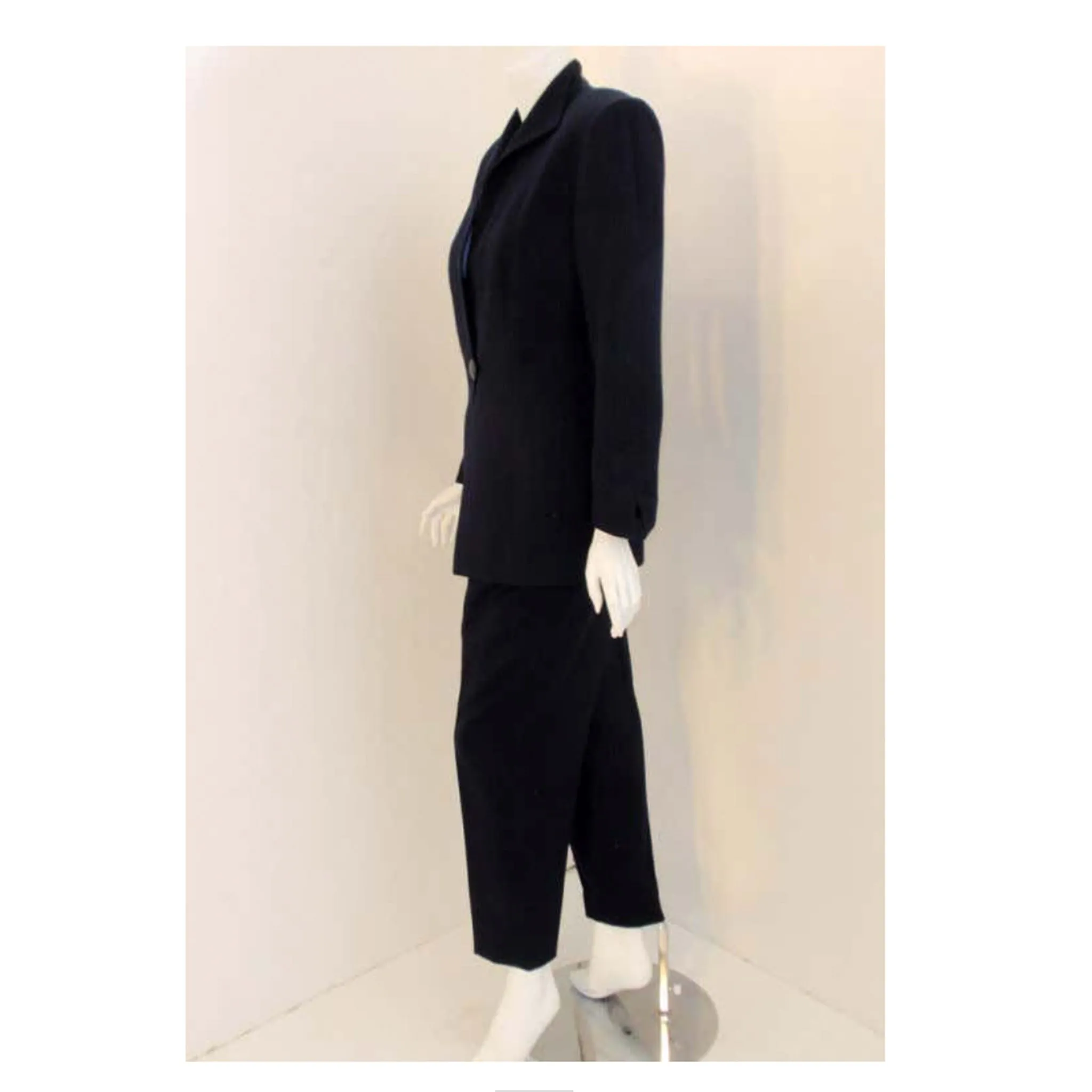 CHRISTIAN DIOR 1980s 2 pc Dark Blue Pant Suit