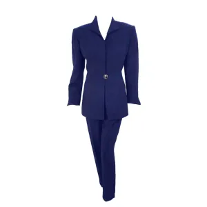 CHRISTIAN DIOR 1980s 2 pc Dark Blue Pant Suit