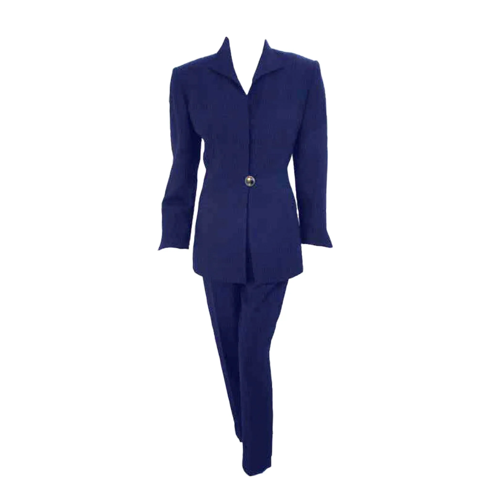 CHRISTIAN DIOR 1980s 2 pc Dark Blue Pant Suit