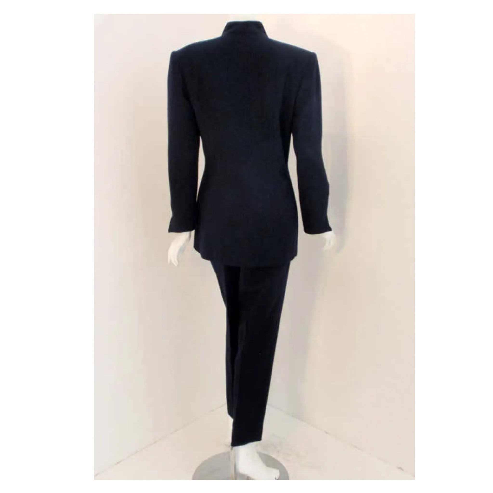 CHRISTIAN DIOR 1980s 2 pc Dark Blue Pant Suit