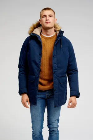 Classic Long Parka Jacket - Navy