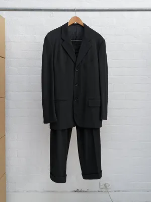 Comme des Garcons Homme Plus 1997 black wool 3 button elastic waist suit - sz S