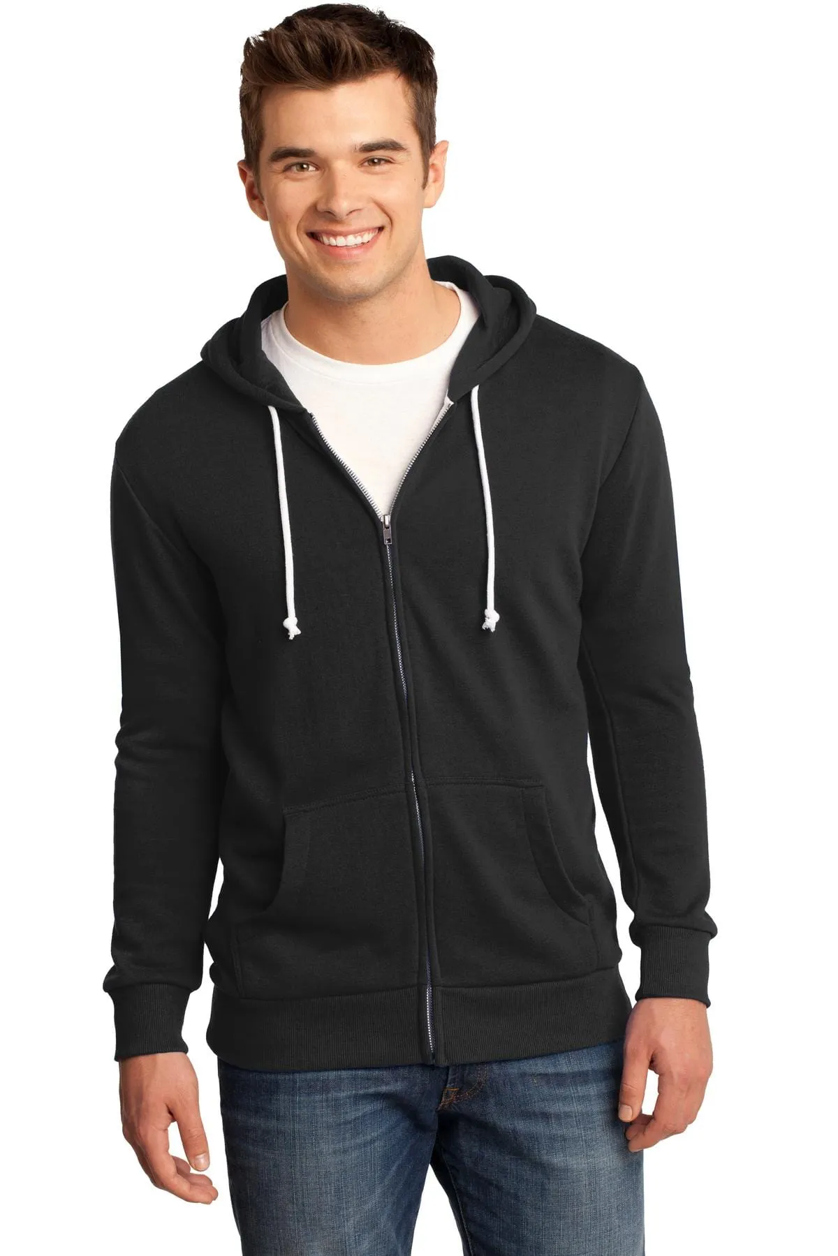 DISCONTINUED  District ®  - Young Mens Core Fleece Full-Zip Hoodie DT190