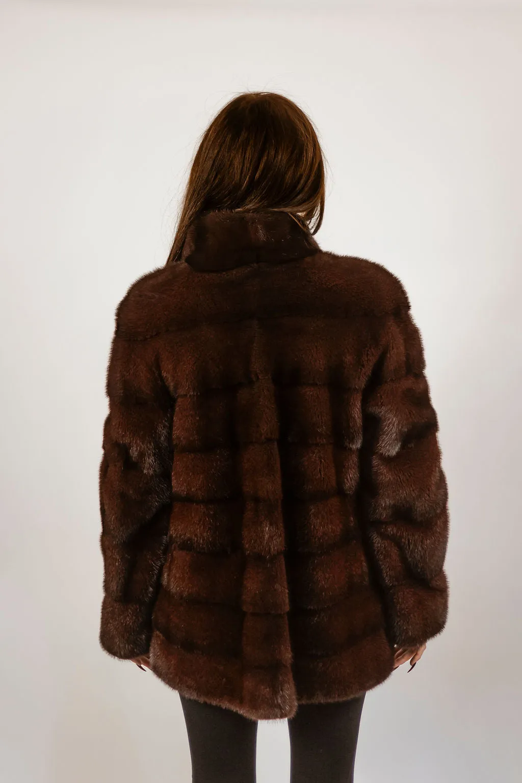 Dyed Bordeaux Mink Horizontal Jacket