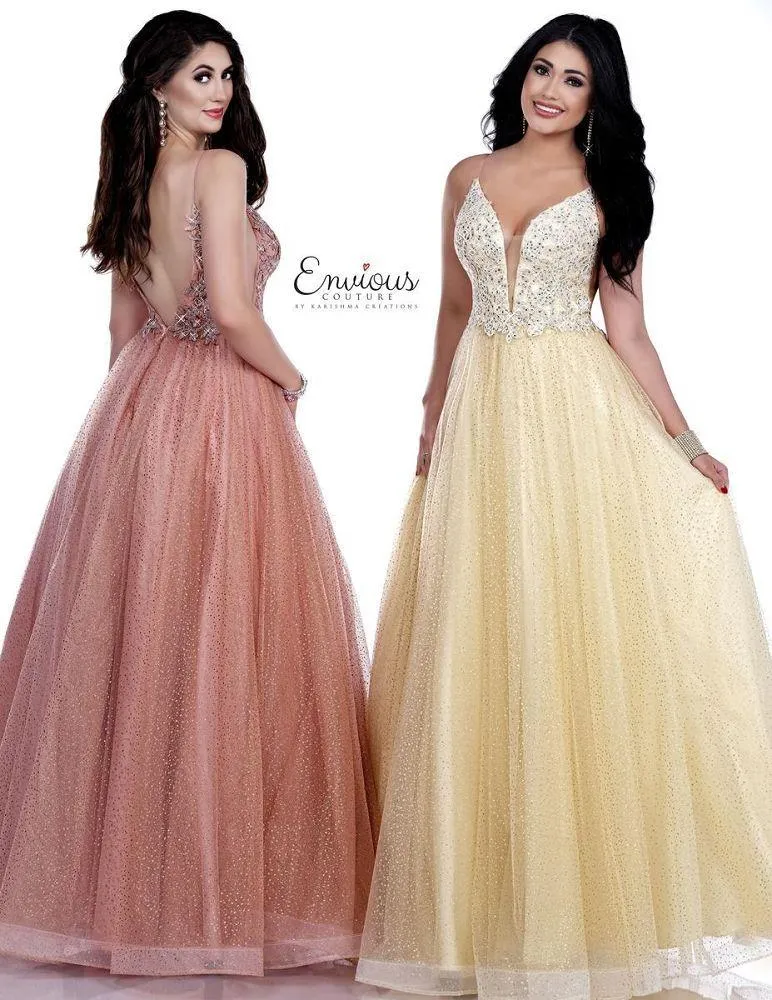 ENVIOUS Couture 1705 Golden Light Yellow Tulle Ballgown