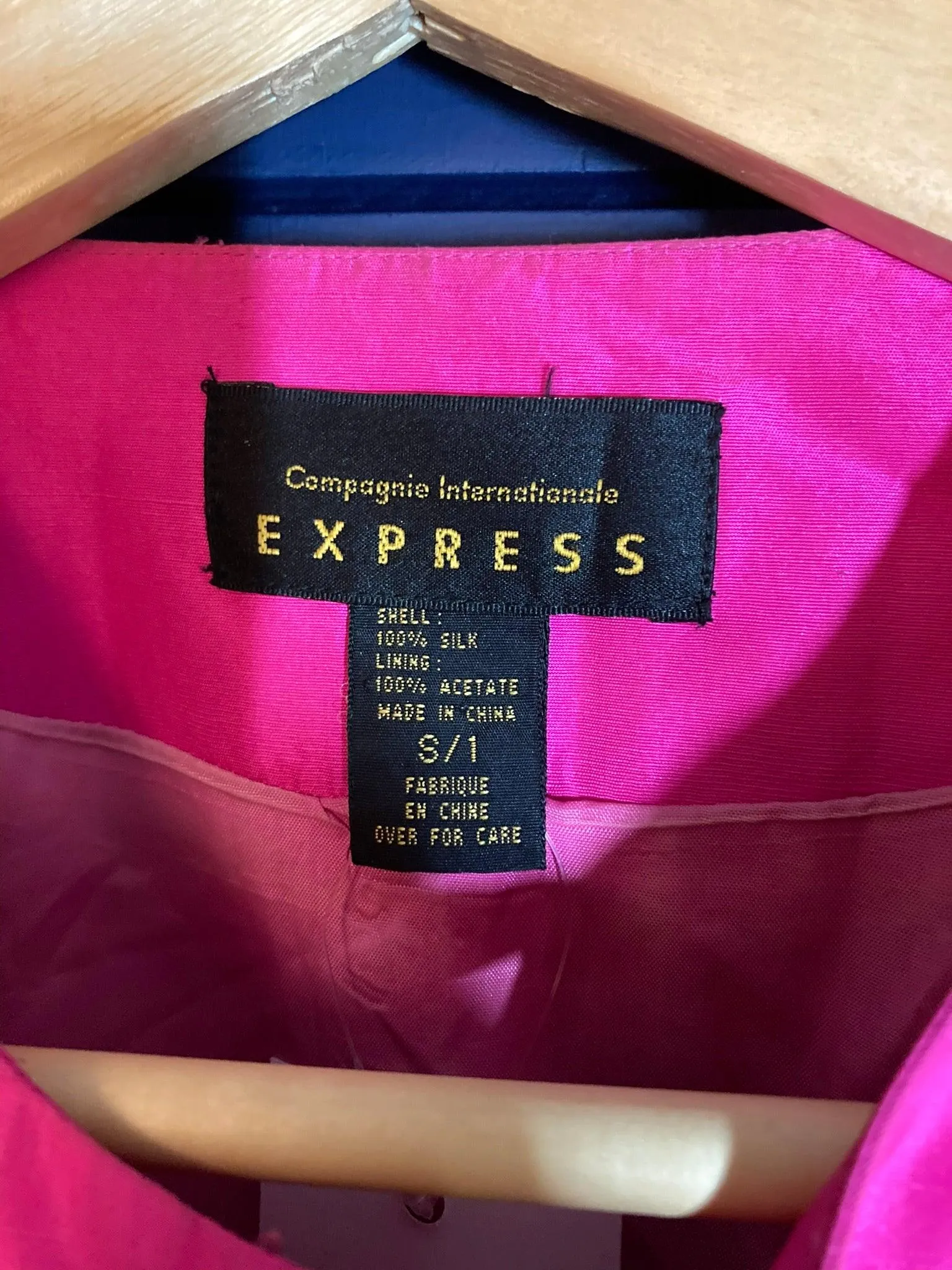 Express Silk Fuchsia Pink Long Sleeved Jacket UK Size Small