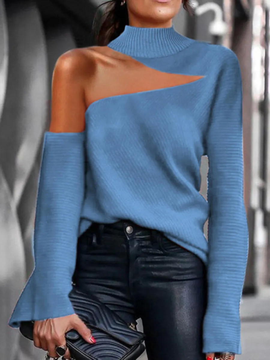 Fashion Simple High Neck Knitted Top