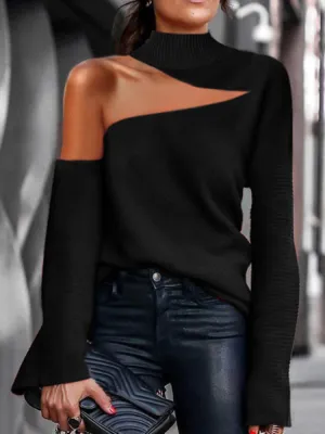 Fashion Simple High Neck Knitted Top