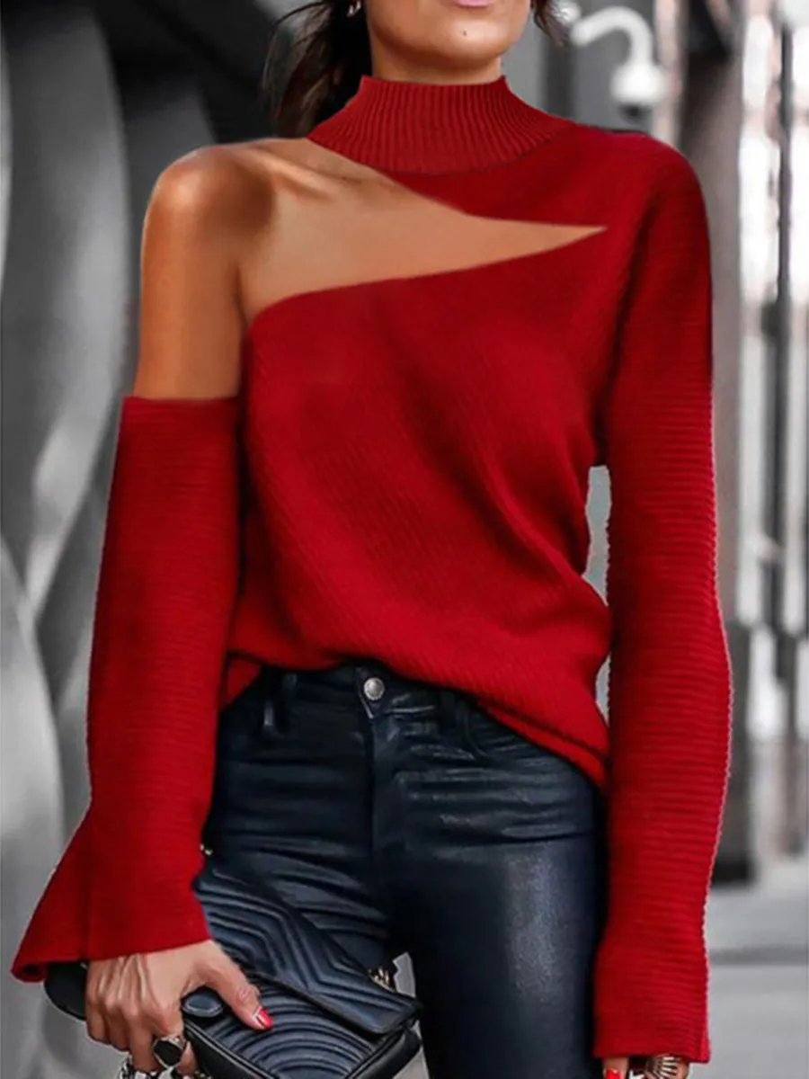 Fashion Simple High Neck Knitted Top