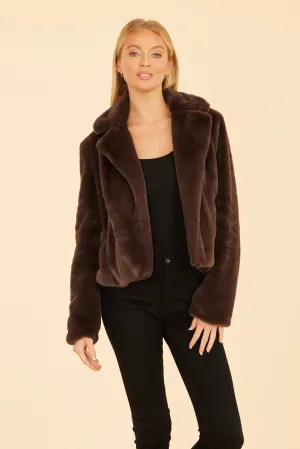 FW'24 Plush Faux Fur Notch Collar Jacket