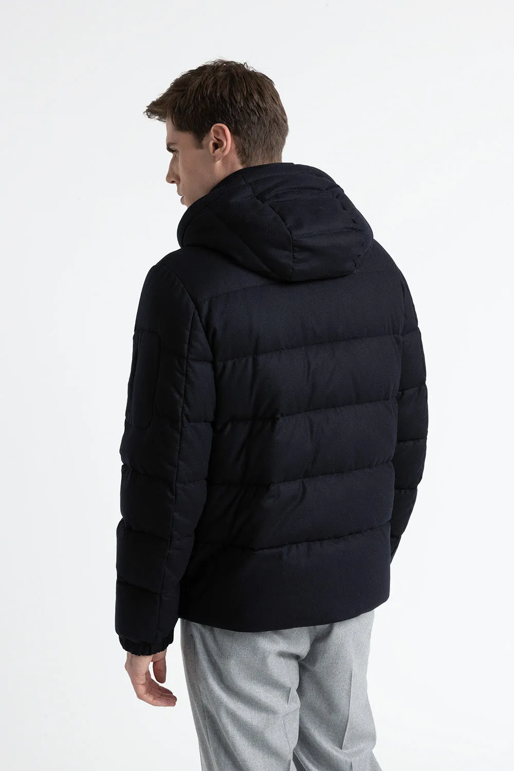 Goose down jacket in cashmere and tricot