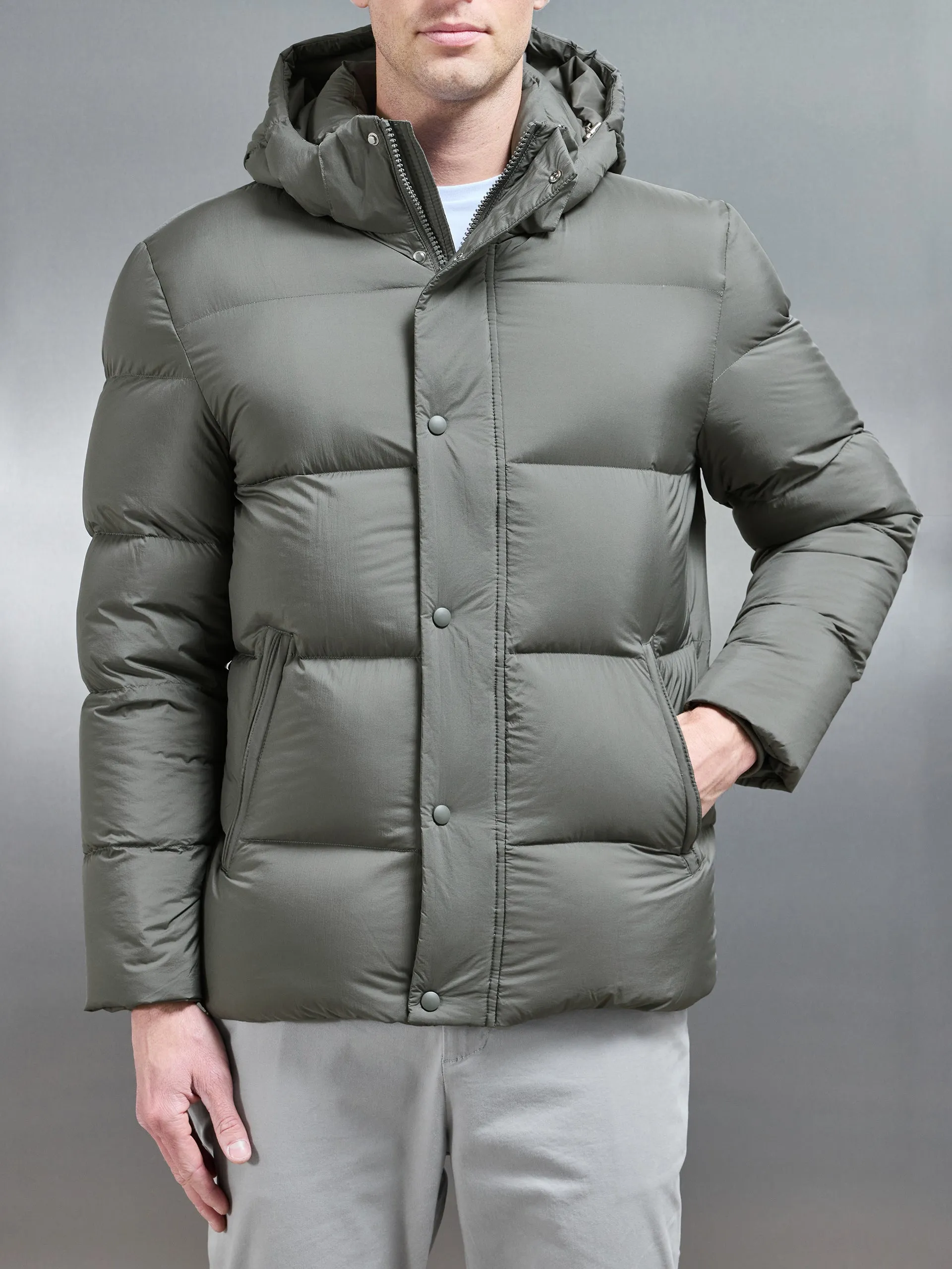 Goose Down Short Length Jacket in Olive