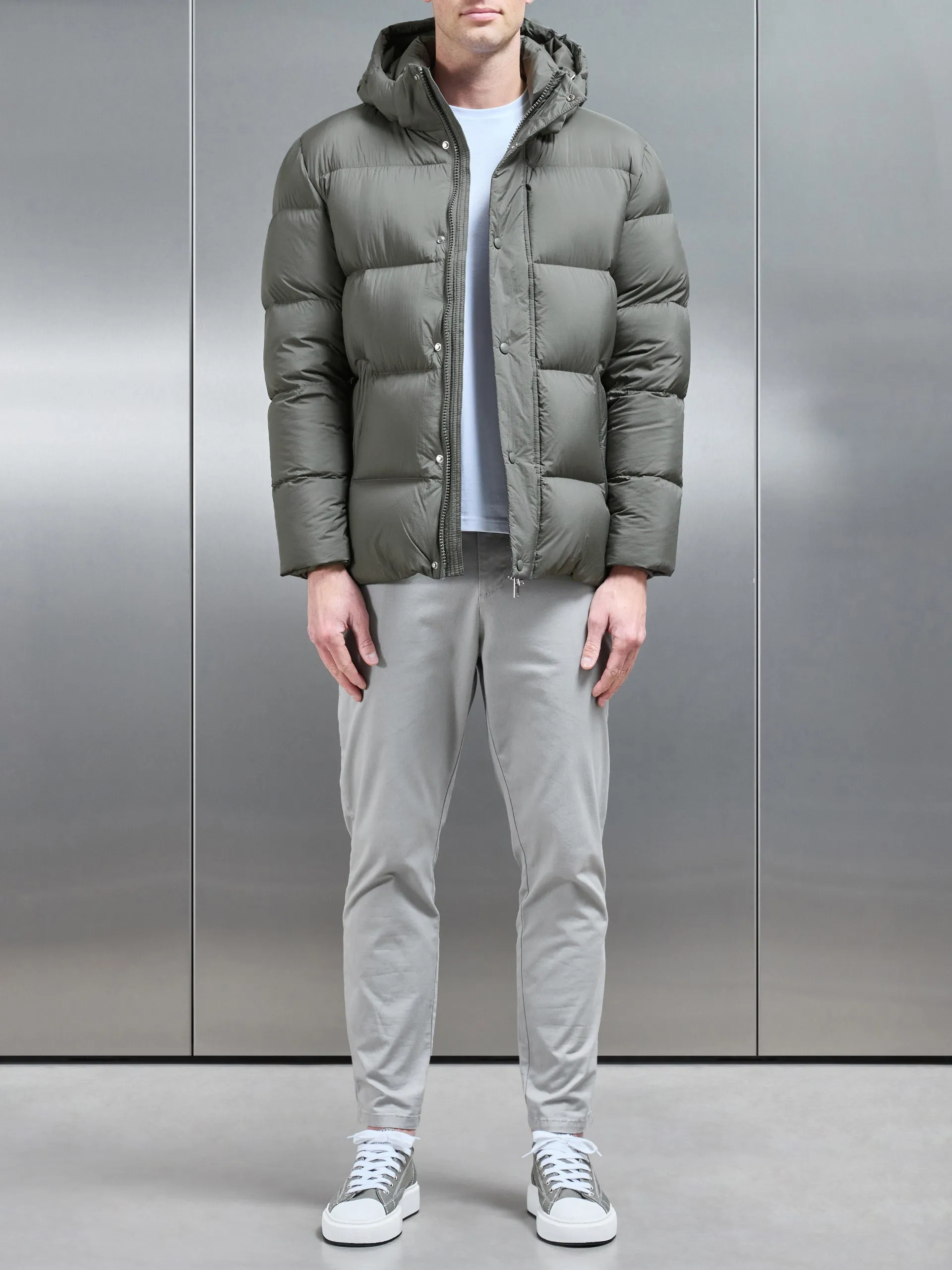 Goose Down Short Length Jacket in Olive