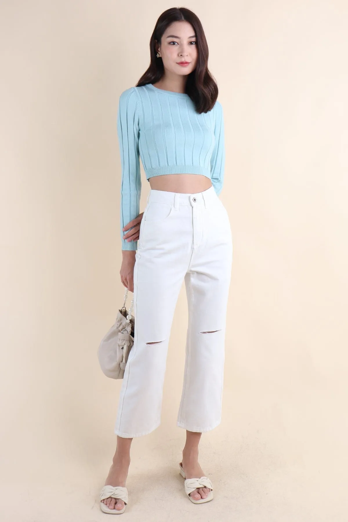 HANSEL SLIT DENIM JEANS IN WHITE