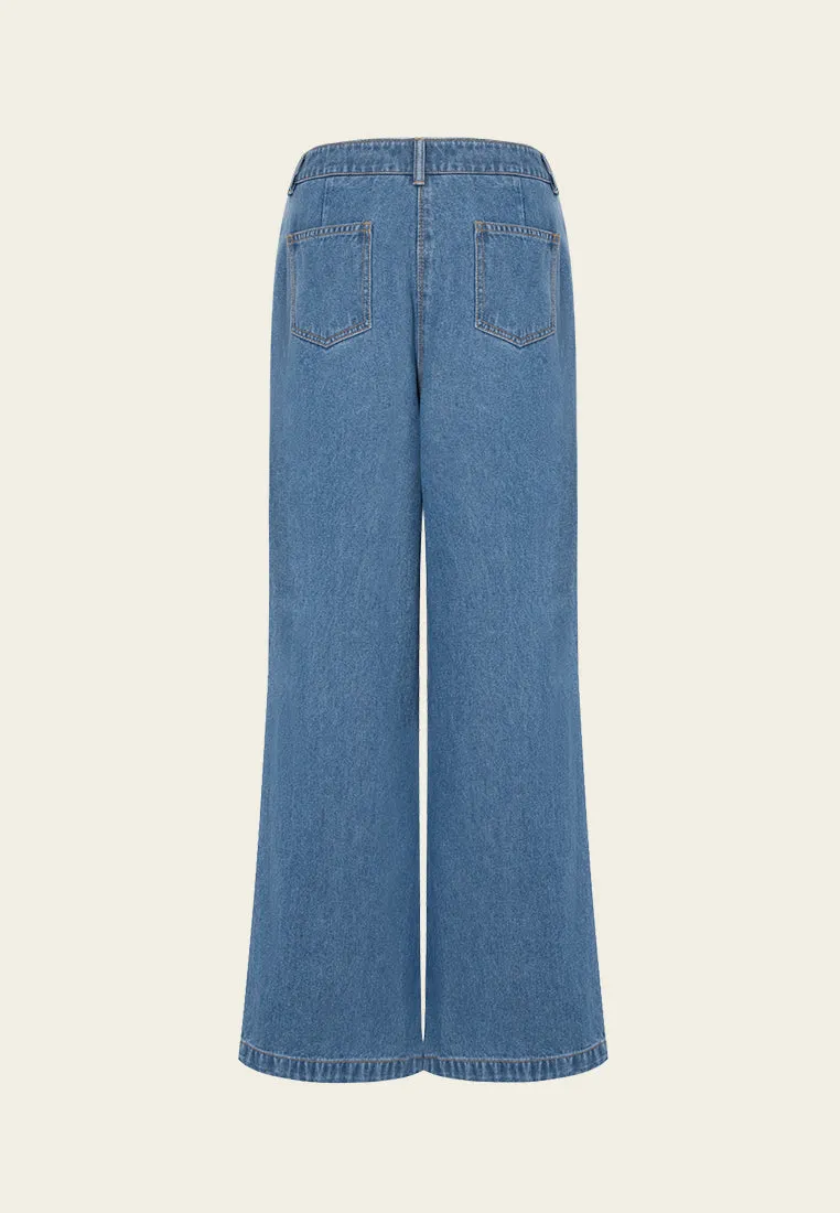 High-waisted Embellished Flare Wide-leg Jeans