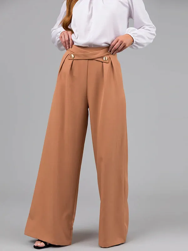 High Waisted Loose Pleated Split-Joint Pants Trousers