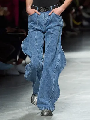 High Waisted Straight Leg Buttoned Jean Pants Bottoms