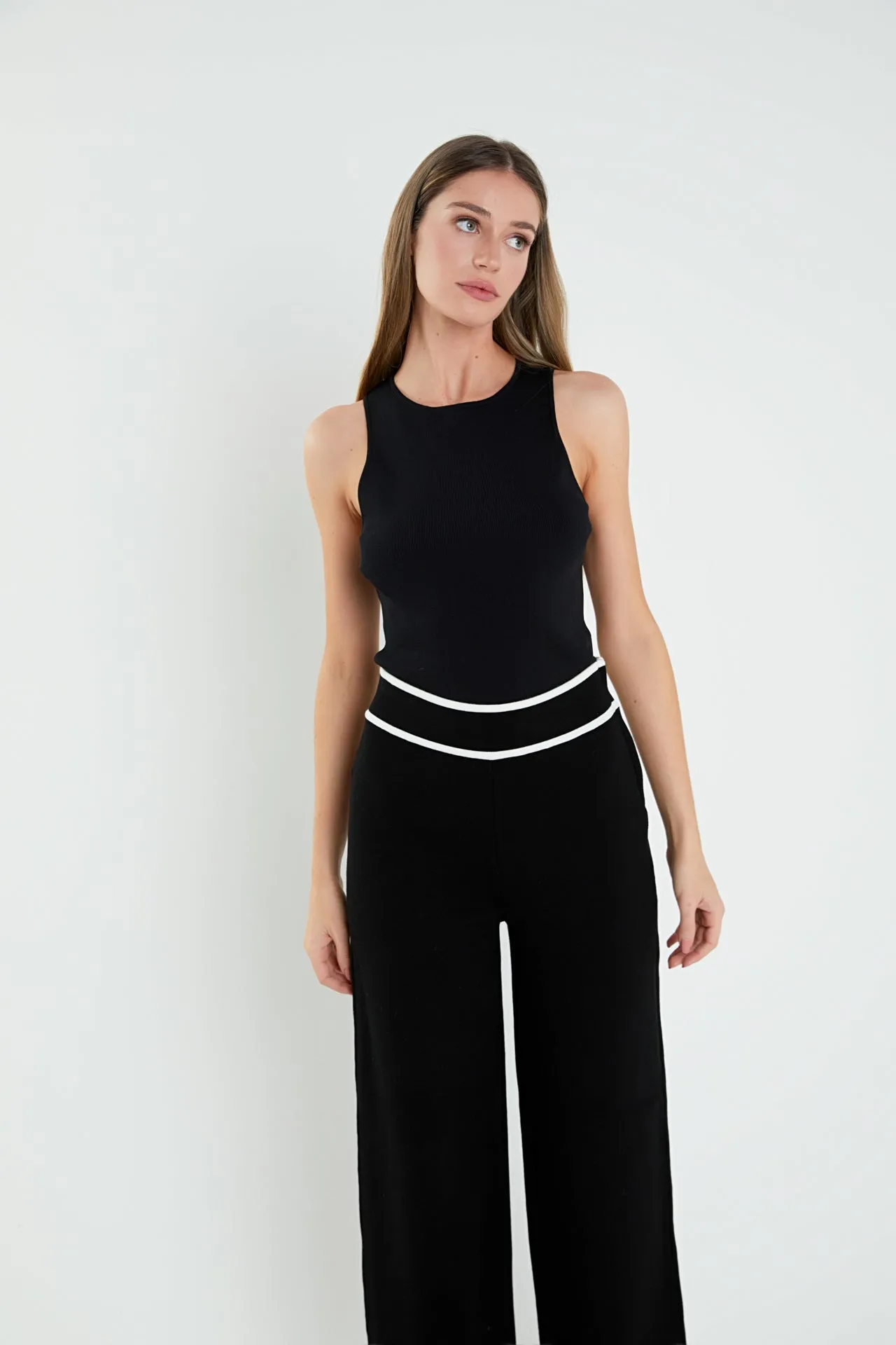 High-Waisted Wide-Leg Knit Pants